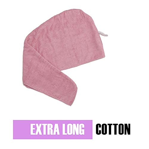 Huge Cotton Hair Towel Wrap for Women (Coral White)