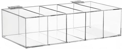 MyGift Acrylic Tea Bag Organizer Box with 5 Compartments and Hinged Lid, Drink Packet Storage Box, Kitchen Countertop Caddy Pantry for Assorted Teas and Condiments, Modern