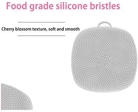 Back Scrubber for Shower & Face Scrubber, 2Pcs Silicone Exfoliating Brush Set with 17In Long Handle, Soft Body & Facial Cleansing Scrubber for Men Women
