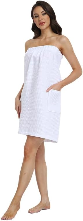 Waffle Robes For Women Towel Wrap Towel Robe Spa Lightweight With Pockets Cotton Blend Bathrobes