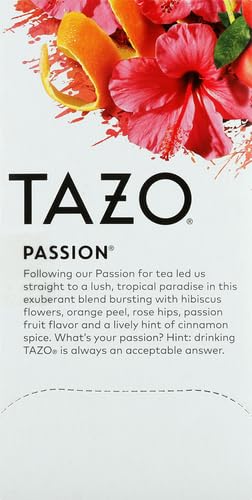 TAZO Passion Herbal Tea Bags, Hot or Iced, Caffeine Free, 20 Total Tea Bags