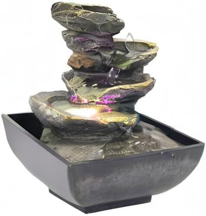 Indoor Tabletop Fountain with Light and Natural Waterfall Sounds