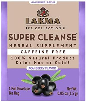 Lakma Super Cleanse Tea with Acai Berry, 100% Natural, Vegan, 25 Tea Bags