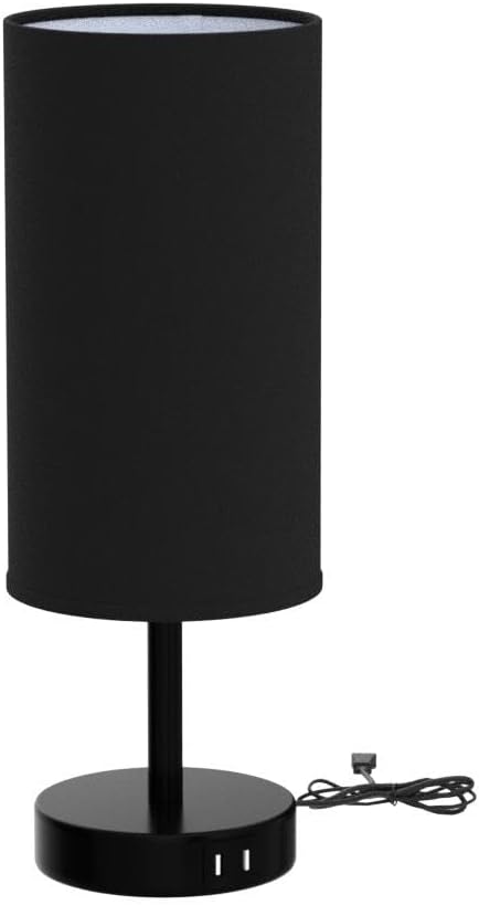 Yarra-Decor Bedside Table Lamp with USB Ports - Touch Control for Bedroom 3 Way Dimmable Nightstand Lamp with Round Fabric Shade for Living Room, Dorm, Home Office, Corded Electric, Without Battery