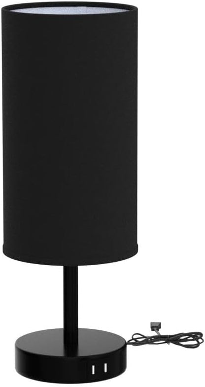 Yarra-Decor Bedside Table Lamp with USB Ports - Touch Control for Bedroom 3 Way Dimmable Nightstand Lamp with Round Fabric Shade for Living Room, Dorm, Home Office, Corded Electric, Without Battery