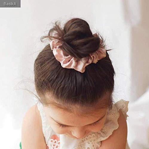 LILYSILK Silk Hair Scrunchies / Ties for Frizz & Breakage Prevention, 100% Mulberry, No Damage, Elastic ponytail Holders, 1Pc, Coffee - Colors B