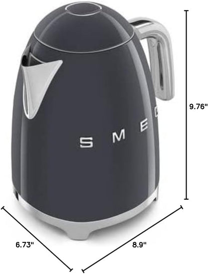 SMEG KLF03 Electric Kettle 1.7L (7 Cup), Retro Hot Water Boiler for Tea & Coffee, Fast Boiling, Auto Shut-Off, Soft Open Lid, 360° Swivel Base Countertop Kettle – Matte Champagne