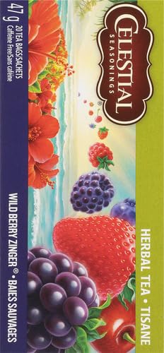 Celestial Seasonings Hibiscus Tea, Red Zinger Herbal Tea, Caffeine Free, 20 Tea Bags