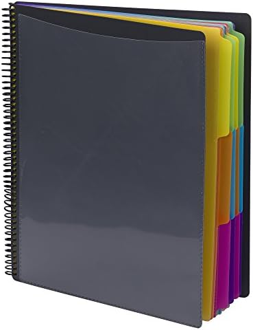 Smead Project Organizer, 24 Pockets, Grey with Assorted Bright Tabs, Tear Resistant Poly, 1/3-Cut Tabs, Letter Size (89206)
