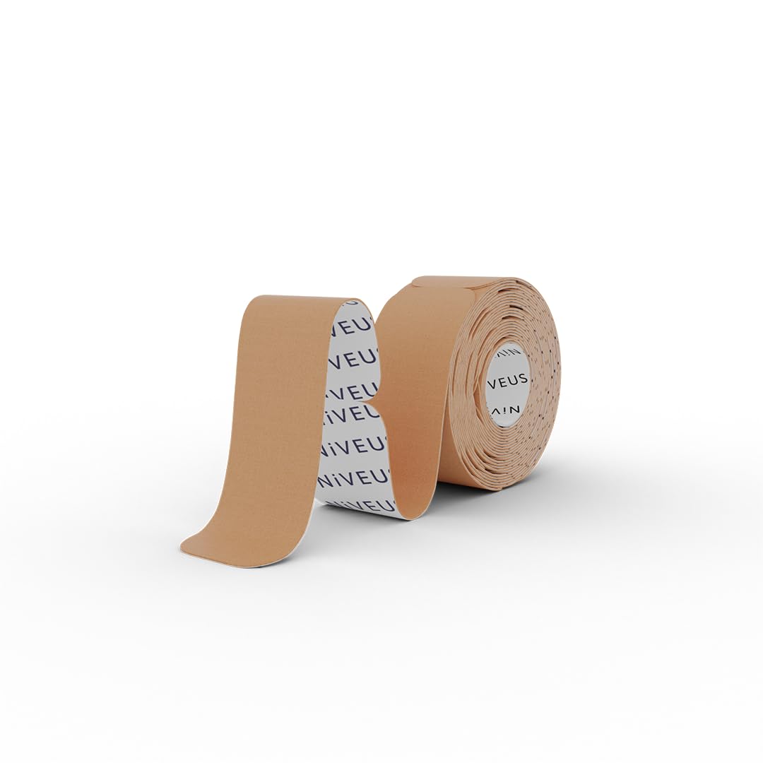 Niveus PowerStrips - Dentist Developed Latex-Free Therapeutic Tape with Strong Adhesion and Breathable Cotton – Gentle Skin Tape for Comfort & Support - for Men and Women (Tan, 60 Strips)