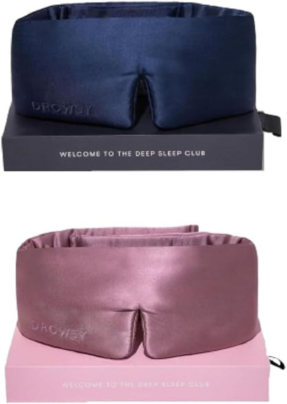 DROWSY Silk Sleep Mask - Face-Hugging, Padded Cocoon for Luxury Sleep in Total Darkness - 100% Pure Mulberry Silk (Black Jade)