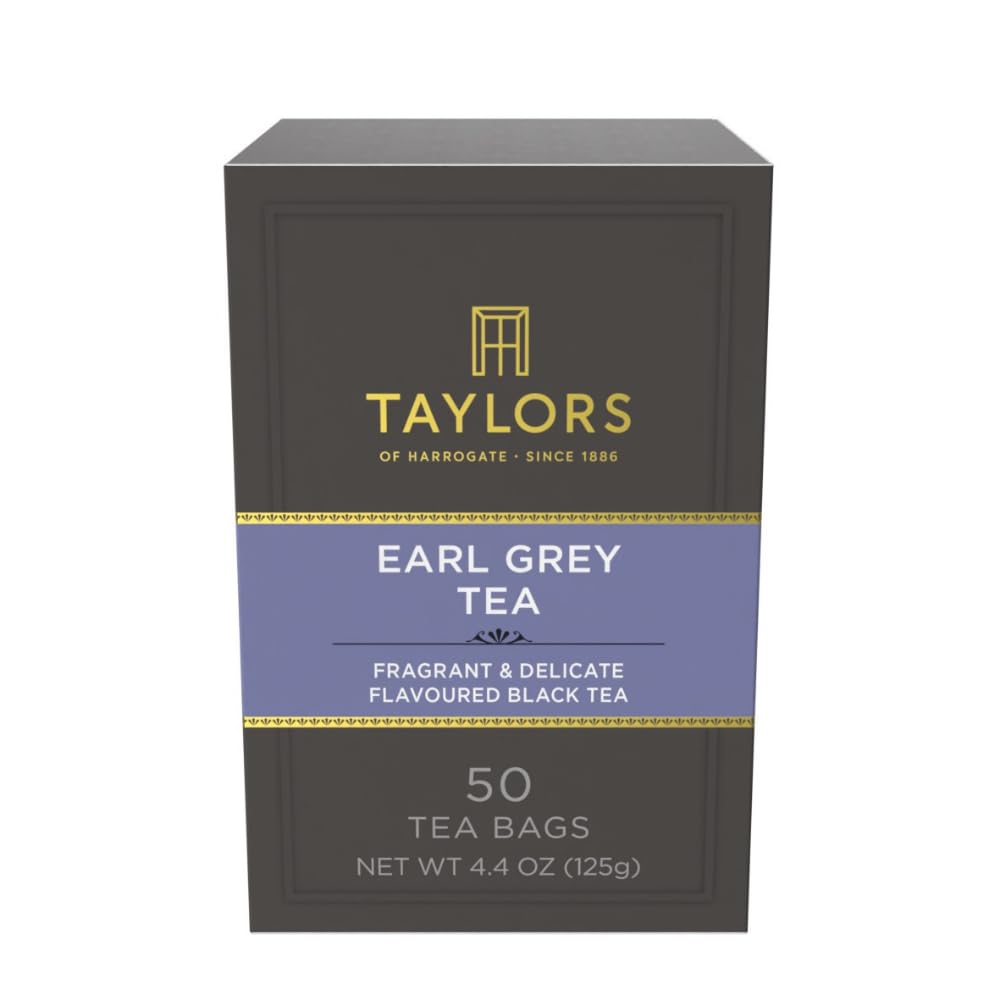 Taylors of Harrogate Earl Grey, Black Tea, Pillow Bags, 50 Count (Pack of 1), Fragrant, Delicate & Light, Caffeinated, Enjoy Hot or Iced, 50 Teabags