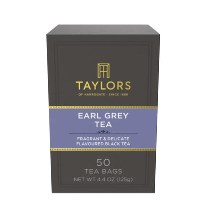 Taylors of Harrogate Earl Grey, Black Tea, Pillow Bags, 50 Count (Pack of 1), Fragrant, Delicate & Light, Caffeinated, Enjoy Hot or Iced, 50 Teabags