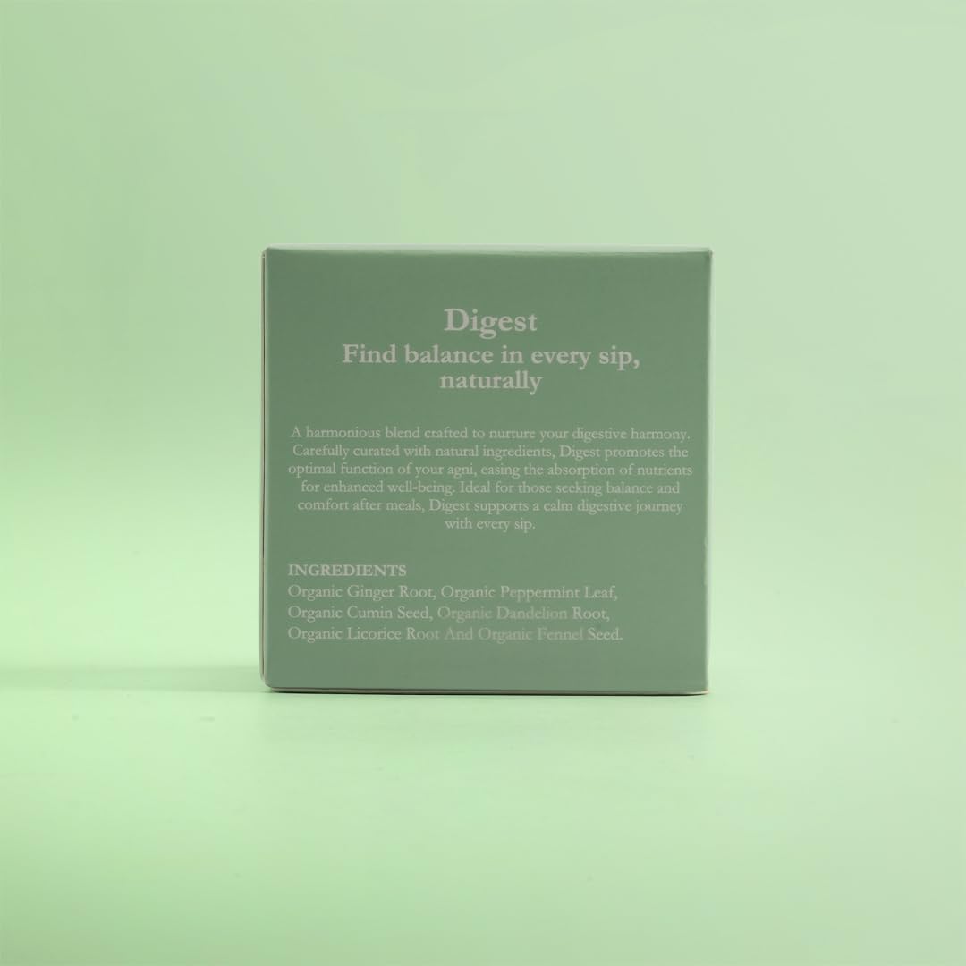 DAKSHIN Organic Digestive Tea Bags | Ginger, Peppermint, Fennel, Dandelion Root & Licorice | Naturally Soothing After-Meal Tea | Caffeine-Free | USDA Organic | 16 Tea Bags