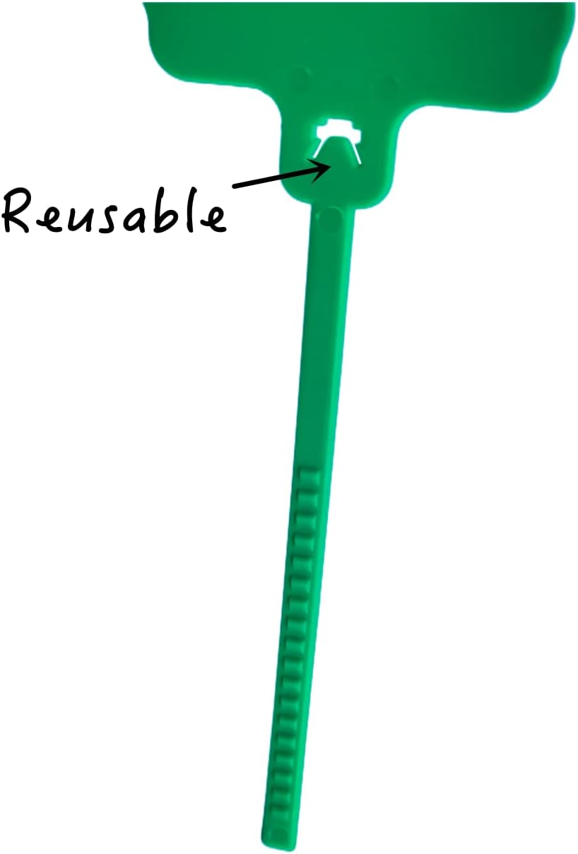 100pcs Reusable Blank Plastic Tags Ties Key Tags 1.45"*2.48" Serrated Tension Sealing Strap with Large Label Plastic Tie Mark Label Waterproof Hang Sign Write on Tag (White, 100pcs)