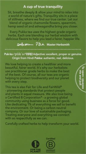 Pukka Organic Peace Herbal Tea with Spearmint, Ashwagandha, and Hemp Seed Oil, Caffeine Free, 20 Total Tea Bags