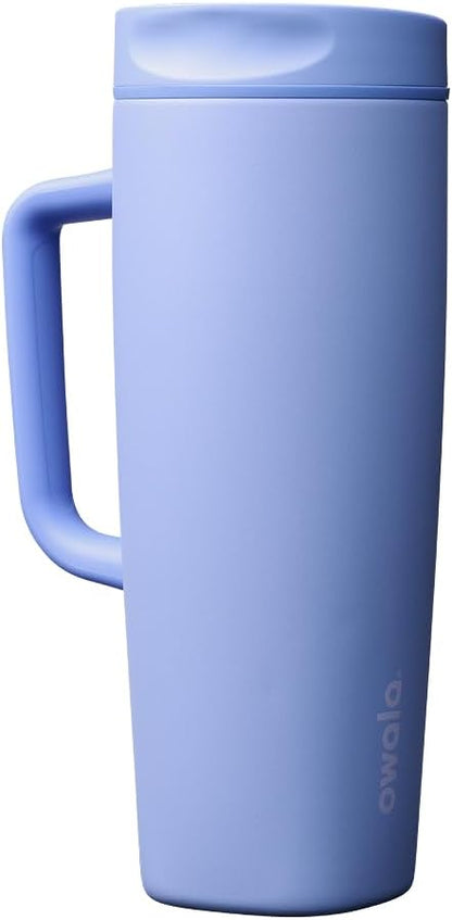 Owala SmoothSip Slider Insulated Stainless Steel Coffee Tumbler, Reusable Iced Coffee Cup, Hot Coffee Travel Mug, BPA Free 12 oz, Pink (Pucker Up)