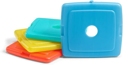 Cool Coolers by Fit + Fresh, 4 Pack Slim Ice Packs, Space Saving Reusable Ice Packs for Lunch Boxes or Coolers