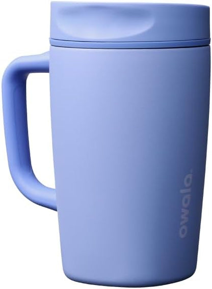 Owala SmoothSip Slider Insulated Stainless Steel Coffee Tumbler, Reusable Iced Coffee Cup, Hot Coffee Travel Mug, BPA Free 12 oz, Pink (Pucker Up)