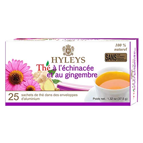 Hyleys Echinacea & Ginger Green Tea, 100% Natural, Vegan, 25 Tea Bags