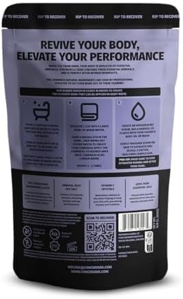 Coach Soak Recovery Bath Soak - Alternative to Epsom Salt Bath Soak - Fast-Absorbing Pure Magnesium Flakes & Dead Sea Salt with 21 Minerals, Bath Salts & Essential Oils - 3 lb, Calming Lavender