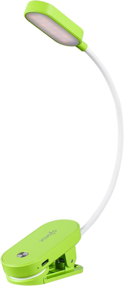 VAVOFO Rechargeable Book Light, 14 LEDs Eye Care Clip On Amber Reading Light for Bookworms Reading in Bed with 9 Colors 9 Brightness (White-Blue)