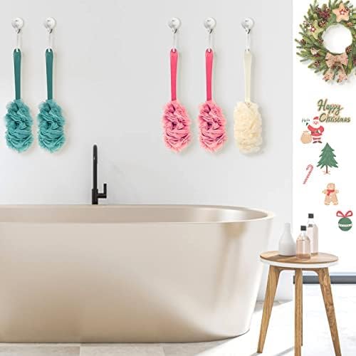 Evmliy Back Scrubber for Shower, Loofah Sponge Brush Exfoliating Body, Long Handle Scrub Brush for Shower with Loofah on a Stick for Back Use, Bathing Accessories Body Brushes (2Pack)