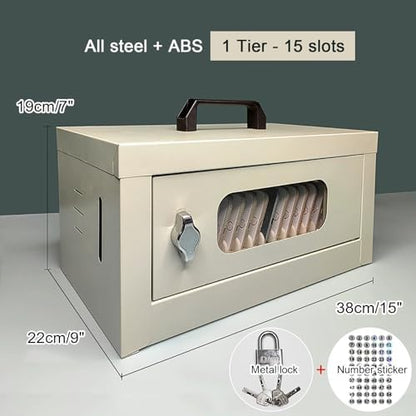 Wall Mounted Cell Phone Jail Lock Box - 15/30/45/60/75 Slots Charging Station for Office, School, Classroom & Factory - Family Time Out Organizer (38x22x33cm/15x9x13in)