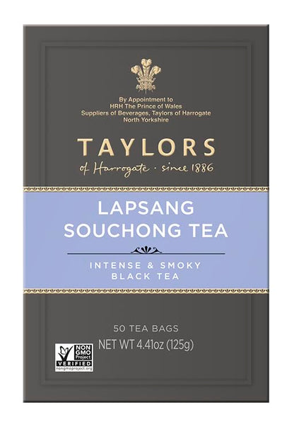 Taylors of Harrogate Lapsang Souchong, Black Tea, Pillow Tea Bags, Smoky, Rich and Strong, Caffeinated, Enjoy Hot or Iced, 50 Teabags, 50 Count (Pack of 2)