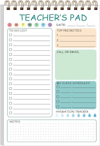 Teacher Notepad - A4 Teacher To Do List Notepad, Spiral Checklist Notebook Organizer for Teachers Notes Task Appointment, Teacher Appreciation Gifts, 8'' x 11'', Green