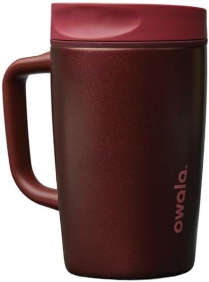 Owala SmoothSip Slider Insulated Stainless Steel Coffee Tumbler, Reusable Iced Coffee Cup, Hot Coffee Travel Mug, BPA Free 12 oz, Pink (Pucker Up)