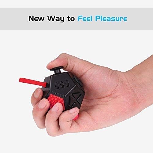 12 Sided Finger Cube Toys, Fidget Toys Relief Stress, Autism and Anxiety Depression for Kids Adults (Blue, Normal)