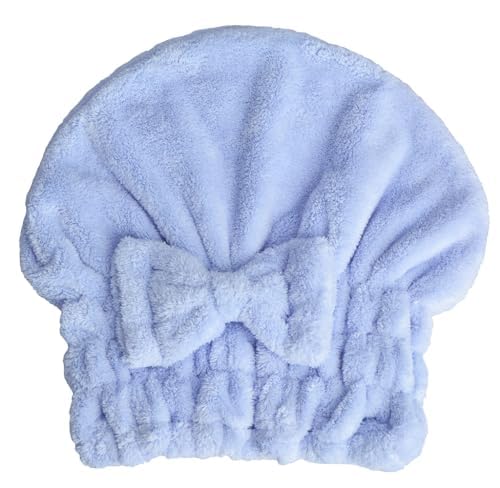 Microfiber Hair Drying Towels Head wrap with Bow-Knot Shower Cap Hair Turban hairWrap Bath Cap for Curly Long & Wet Hair Gift for Women Blackx2