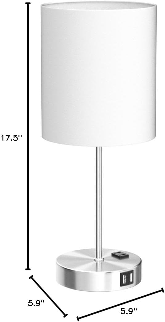 Set of 2 Touch Control Table Lamps with 2 USB & AC Outlet, 3-Way Dimmable Bedside Nightstand Lamps for Bedroom Living Room Nursery, 800 Lumens 5000K Daylight Bulbs Included
