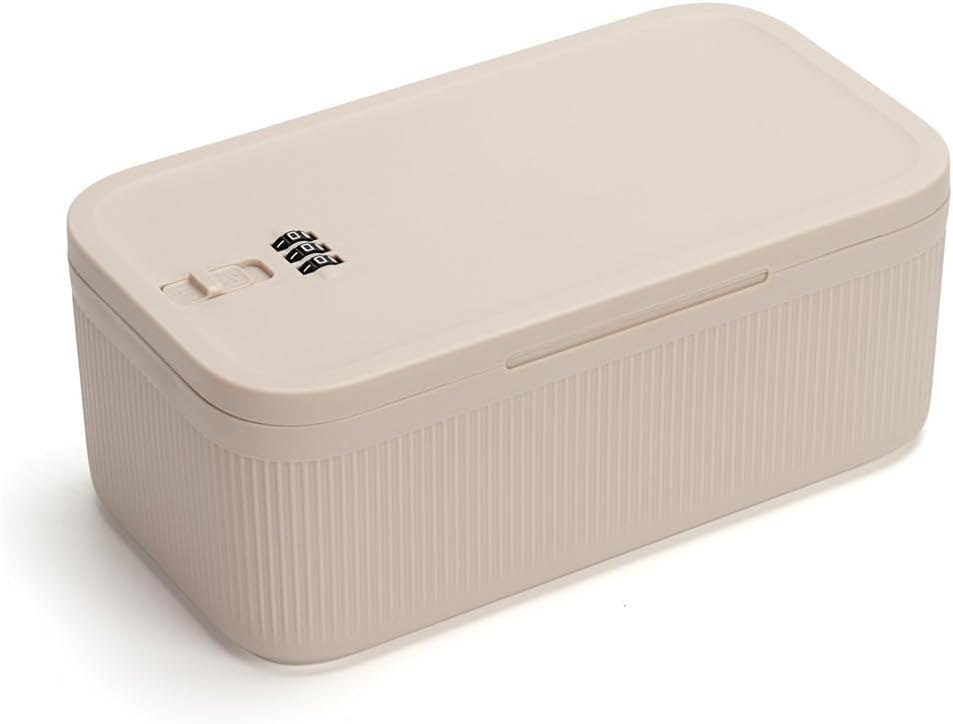 Lockable Storage Box,Medicine Lock Box Travel Case,Refrigerator Bin Container for Food,Medicines,Snacks,Locking Mobile Cell Phone Device Jail,Lockbox for Office,Home,School,Father Gift (Navy Small)