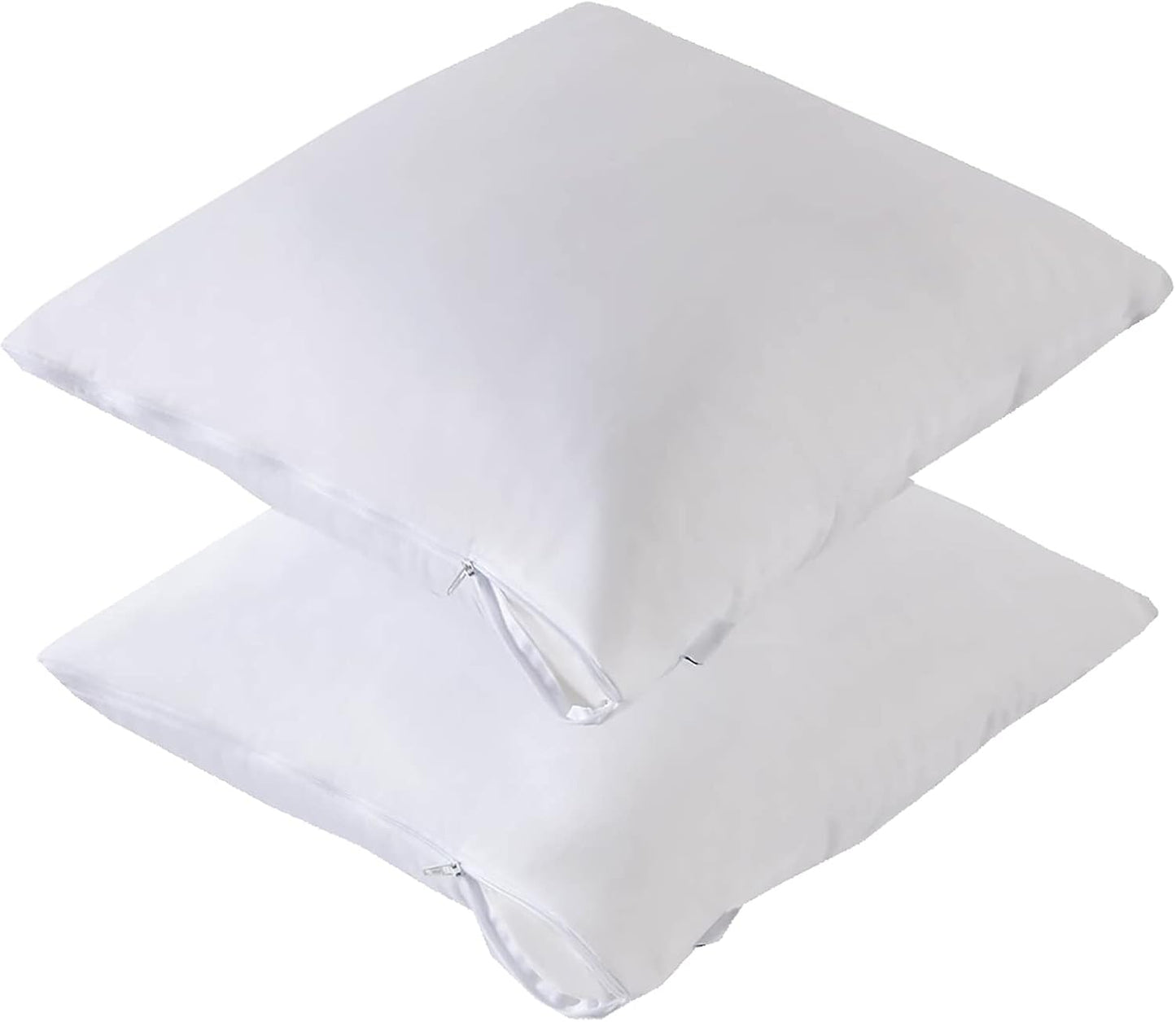 Kingnex 4 Pack Waterproof Down Feather Proof Pillow Protectors with Zipper 20x20 Zippered Pillow Covers for Square Throw Pillow