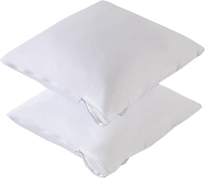 Kingnex 4 Pack Waterproof Down Feather Proof Pillow Protectors with Zipper 20x20 Zippered Pillow Covers for Square Throw Pillow