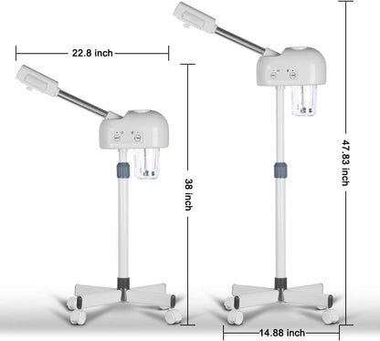 Facial Steamer with Hot Mist, Esthetician Barber Steamer, Height Adjustable & Rotatable Nozzle, for Home & Salon SPA