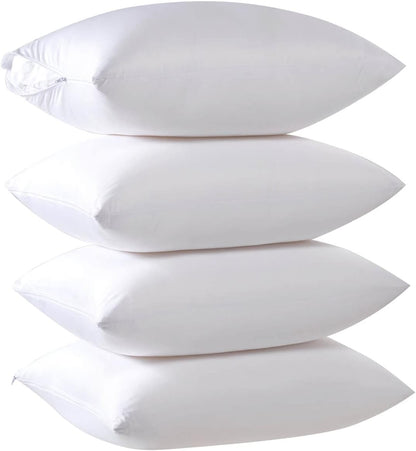 Kingnex 4 Pack Waterproof Down Feather Proof Pillow Protectors with Zipper 20x20 Zippered Pillow Covers for Square Throw Pillow