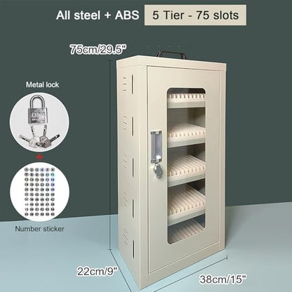Wall Mounted Cell Phone Jail Lock Box - 15/30/45/60/75 Slots Charging Station for Office, School, Classroom & Factory - Family Time Out Organizer (38x22x33cm/15x9x13in)