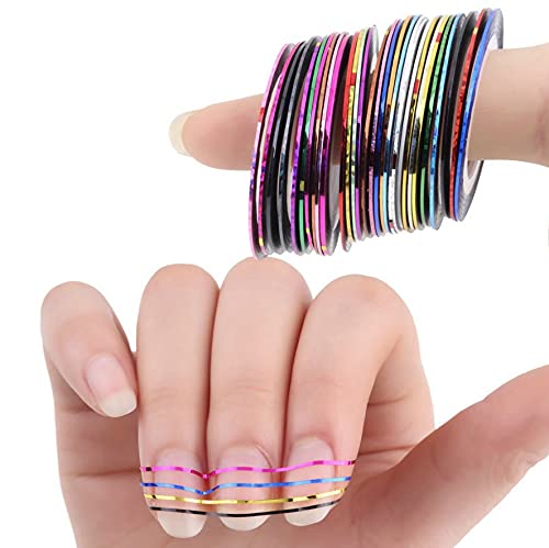Artdone 31pcs Nail Art Brushes, Nail Art Tool Set, Dotting Tools, Dust Brush,Striping Brushes for Long Lines, Drawing Pen For Gel Polish Design supply