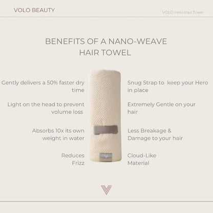 VOLO Hero Capri Blue Hair Towel | Ultra Soft, Super Absorbent, Quick Drying Nanoweave Fabric | Reduce Dry Time by 50% | Towel Wrap for All Hair Types | Anti Frizz & Anti Breakage | Reusable Packaging