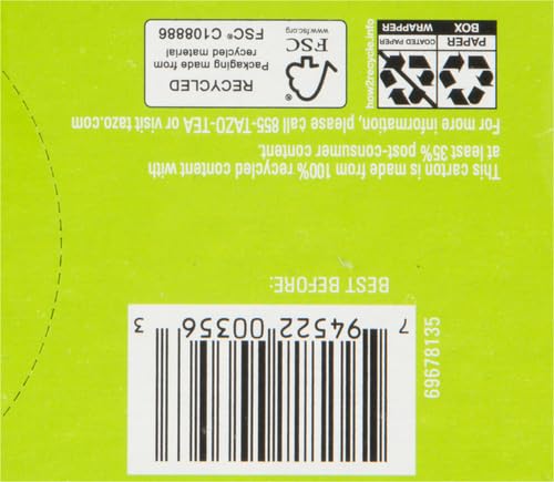 TAZO Organic Green Tea, Green Ginger, Caffeinated Tea, 16 Total Bags (Pack of 2)