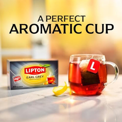 Lipton Earl Grey Black Tea Bags, Italian Citrus Bergamot Flavor, 20 Total Tea Bags