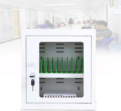 Wall-Mounted Phone Locker Charging Station - Secure Device Storage with USB Charging for Schools, Churches, AirportsPublic Spaces,White-6Slots