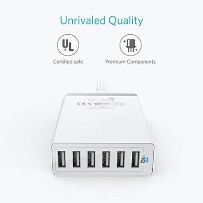Anker Desktop Charger, 60W 6 Port USB Multiple Charging Hub