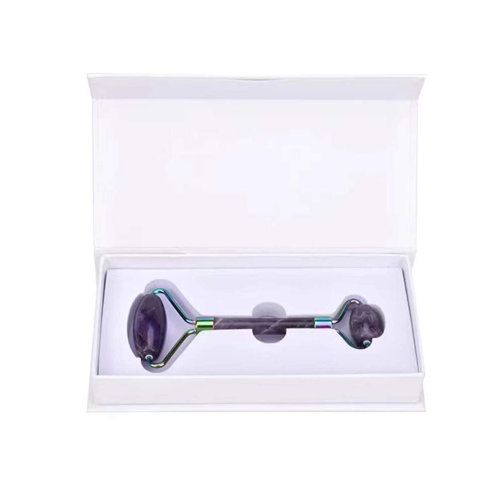Jade Roller, Face Roller, Facial Beauty Roller Skin Care Tools, Quartz Massager for Face, Eyes, Neck, Body Muscle Relaxing and Relieve Fine Lines and Wrinkles (Purple)
