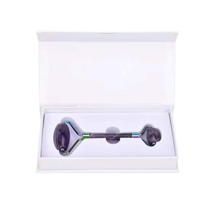 Jade Roller, Face Roller, Facial Beauty Roller Skin Care Tools, Quartz Massager for Face, Eyes, Neck, Body Muscle Relaxing and Relieve Fine Lines and Wrinkles (Purple)