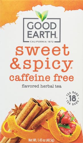 Good Earth Herbal Tea, Sweet & Spicy, Caffeine Free, Packaging May Vary, 18 Count, Pack of 6