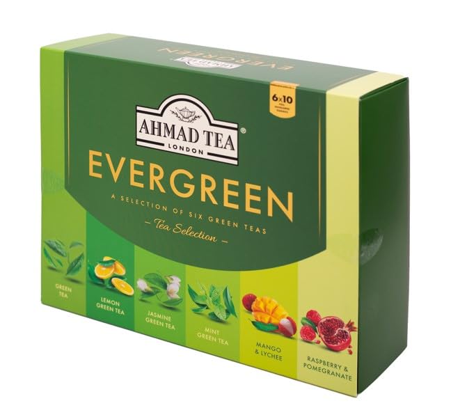 Ahmad Tea Variety Gift Box, 60 Foil Enveloped Teabags, Twelve Teas, 1 Count